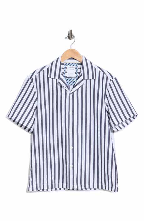 DENIM AND FLOWER Relaxed Fit Stripe Camp Shirt
