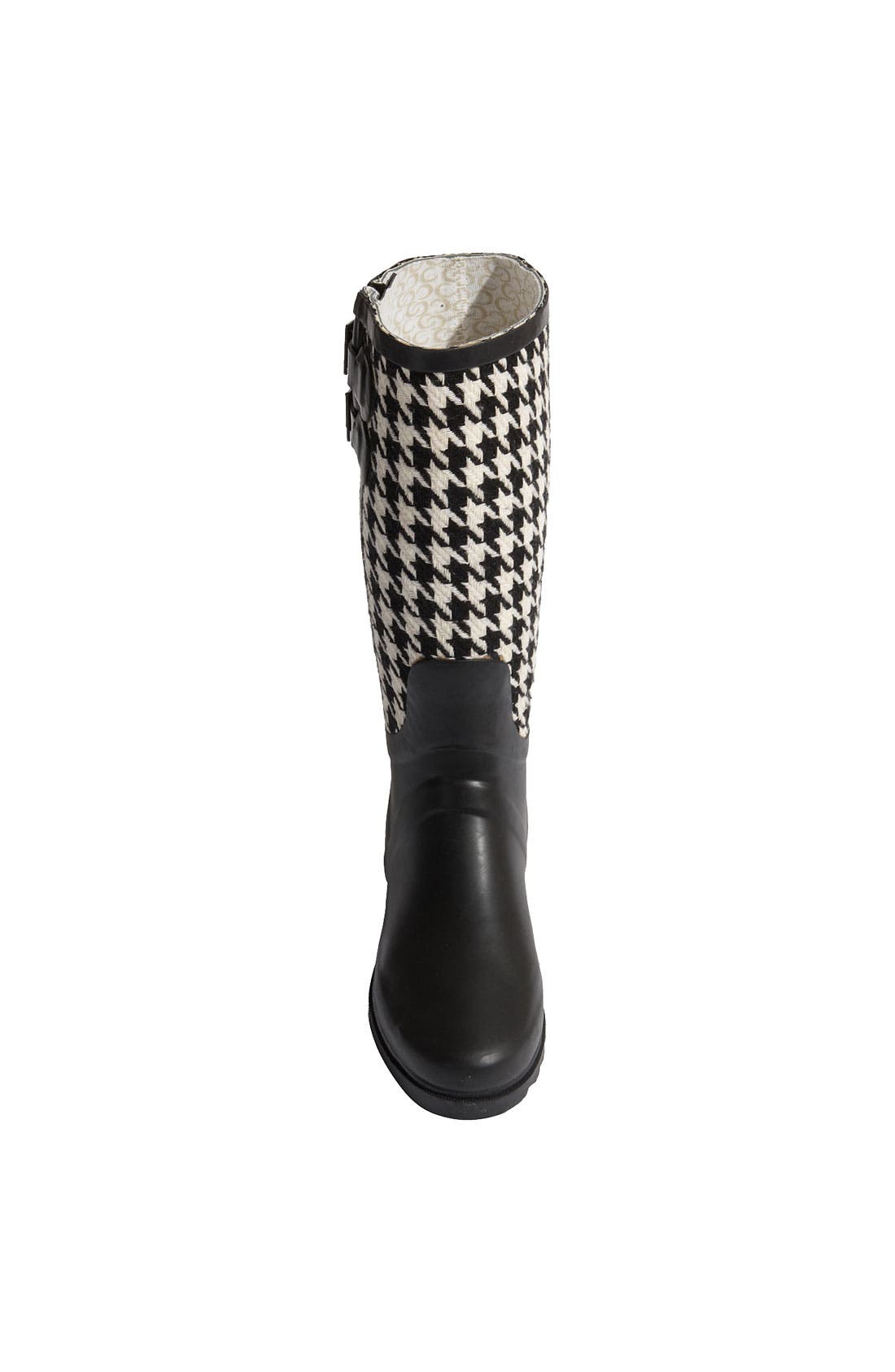 Signature Houndstooth Rain Boot, Alternate, color, BLACK