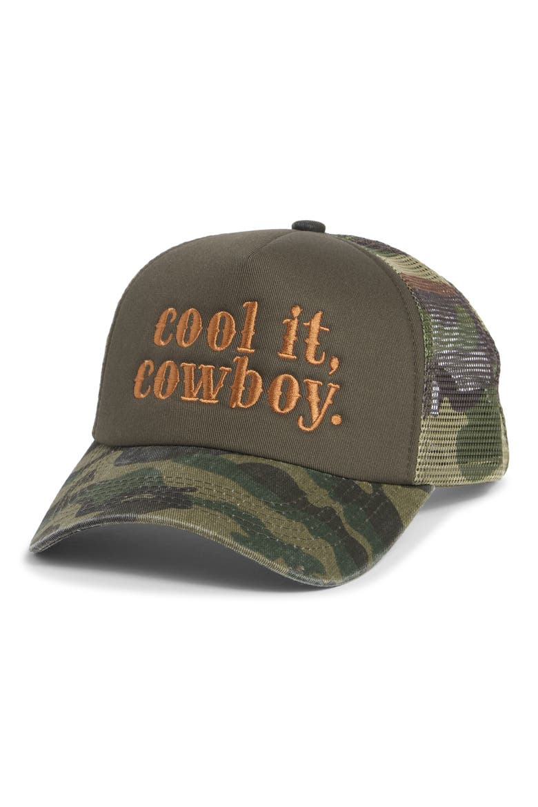 Cool It Cowboy Trucker Hat, Main, color, CAMO