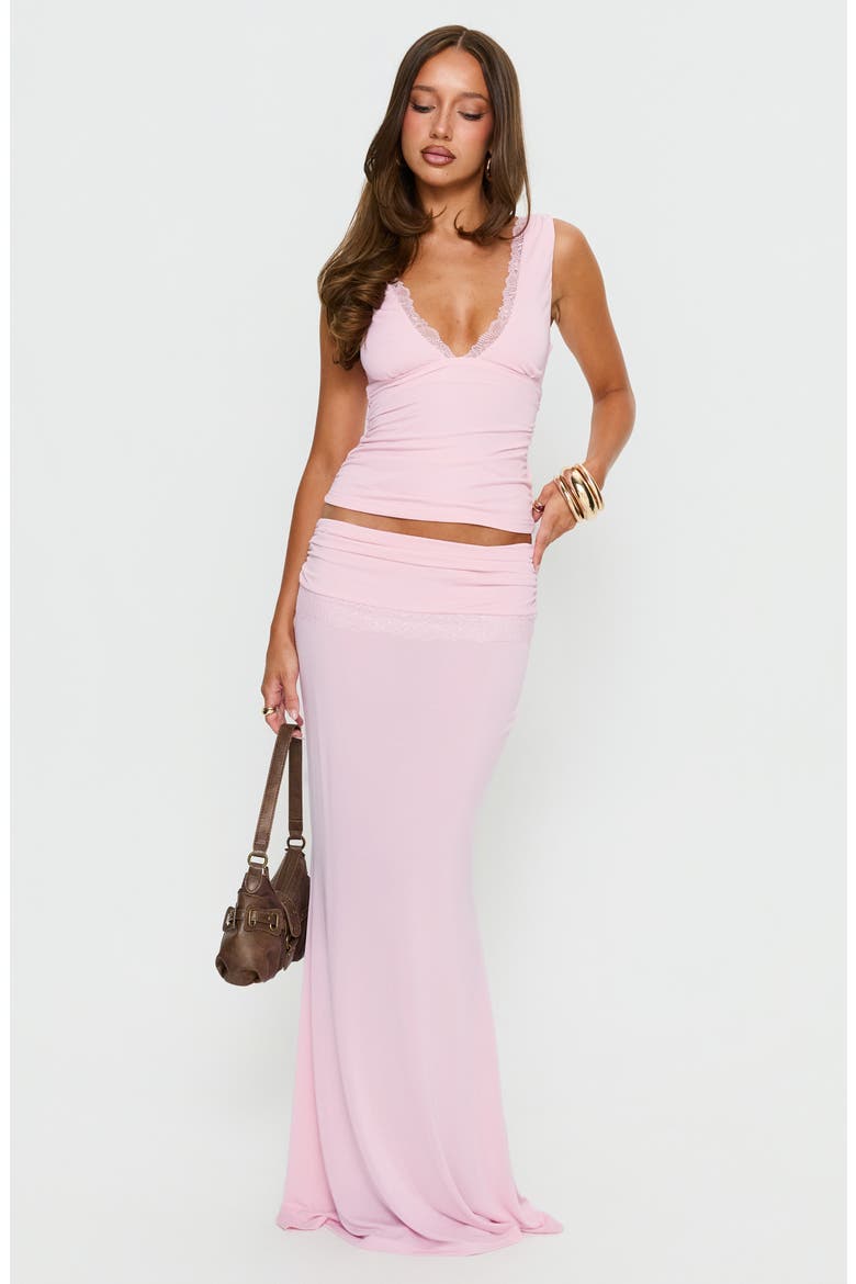 Zespri Lace Trim Jersey Maxi Skirt, Alternate, color, PINK