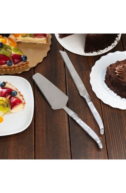 French Home 2-piece Faux Pearl Cake Knife & Server Set In Pearl White