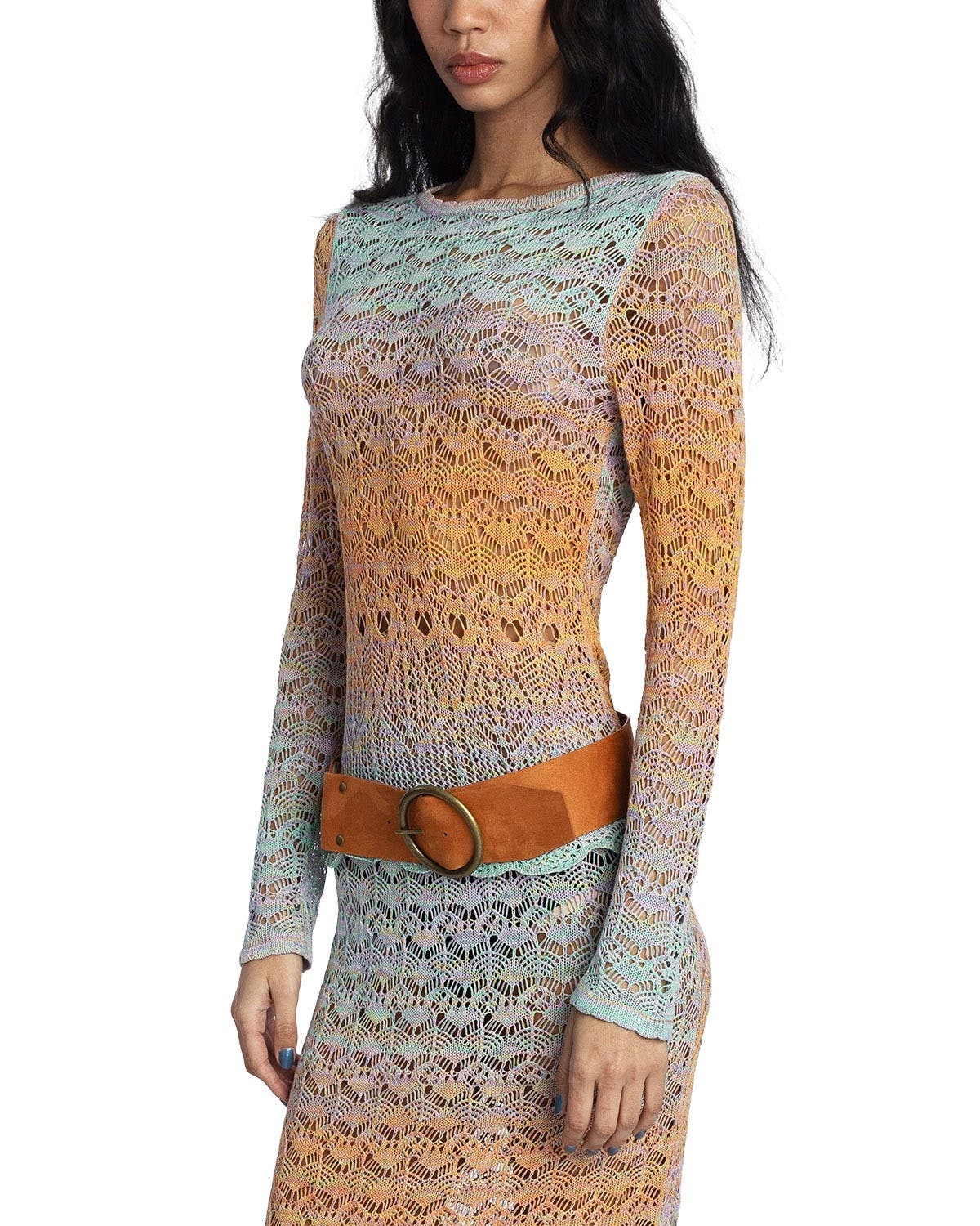 Ombre Space Dye Crochet Top- Sunset - image 2