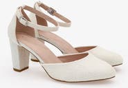 Kailee P Jasmin Lace Block Heel with Ankle Strap