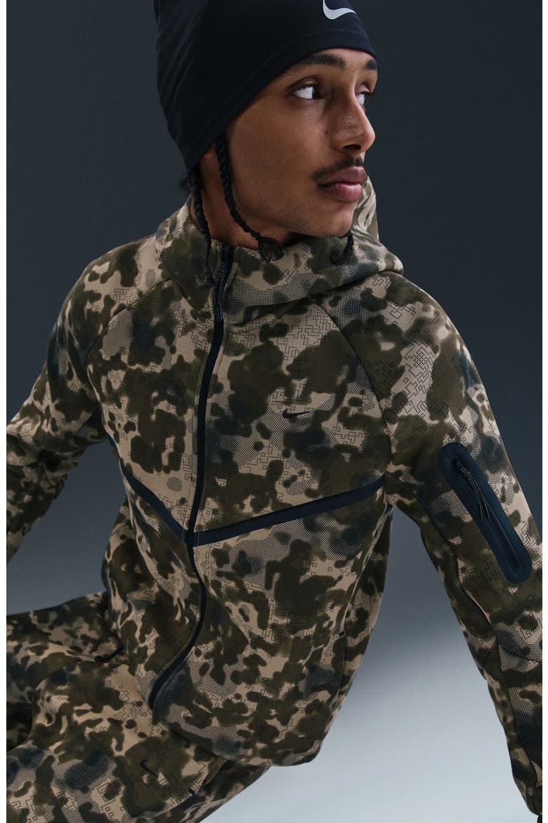 Tech Hooded Fleece Windrunner Jacket, Alternate, color, NEUTRAL OLIVE/ BLACK