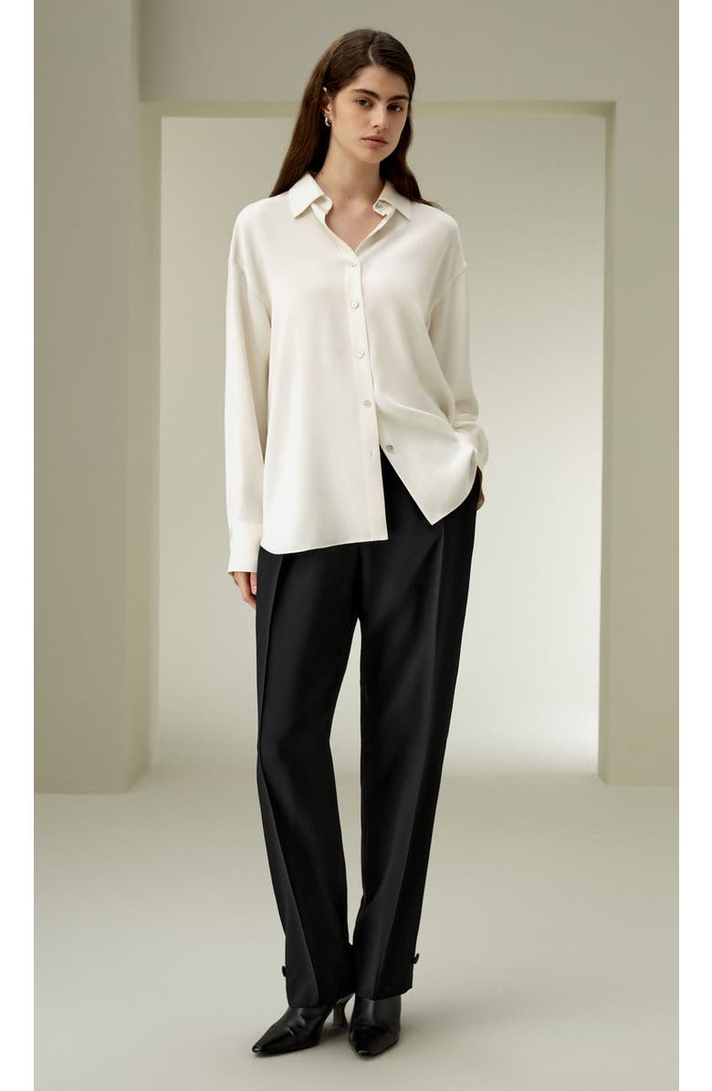 Lilysilk The One Relaxed Fit Silk Shirt, Alternate, color, Natural White