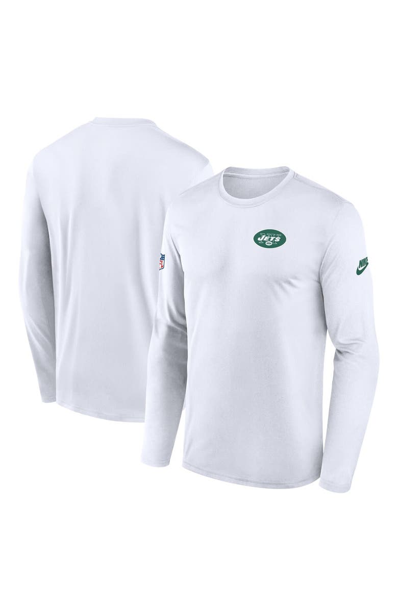 Nike Men's Nike White New York Jets Legend Small Logo Performance Long Sleeve T-Shirt, Alternate, color, White