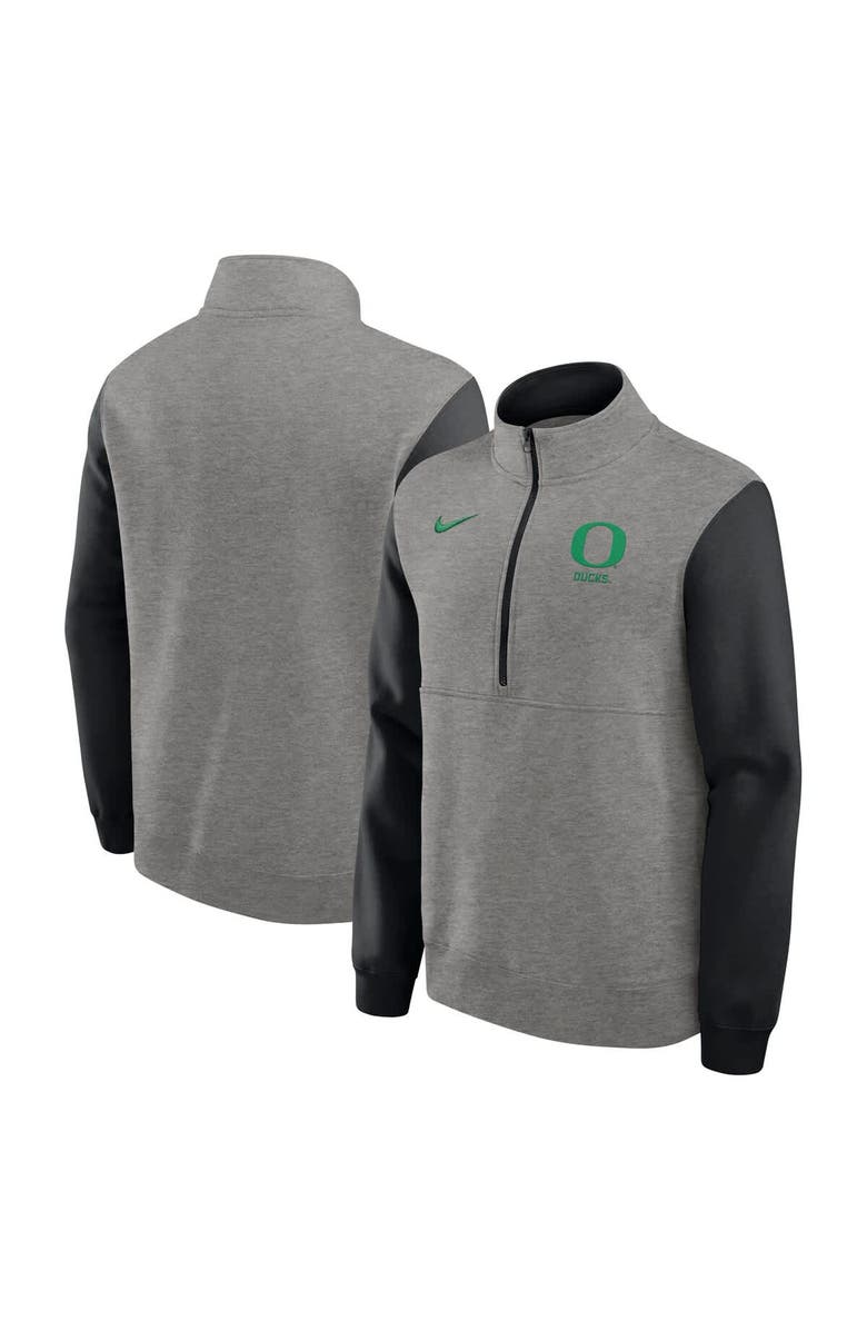 Nike Men's Nike Heather Gray/Black Oregon Ducks Club Fleece Half-Zip Pullover, Main, color, Heather Gray