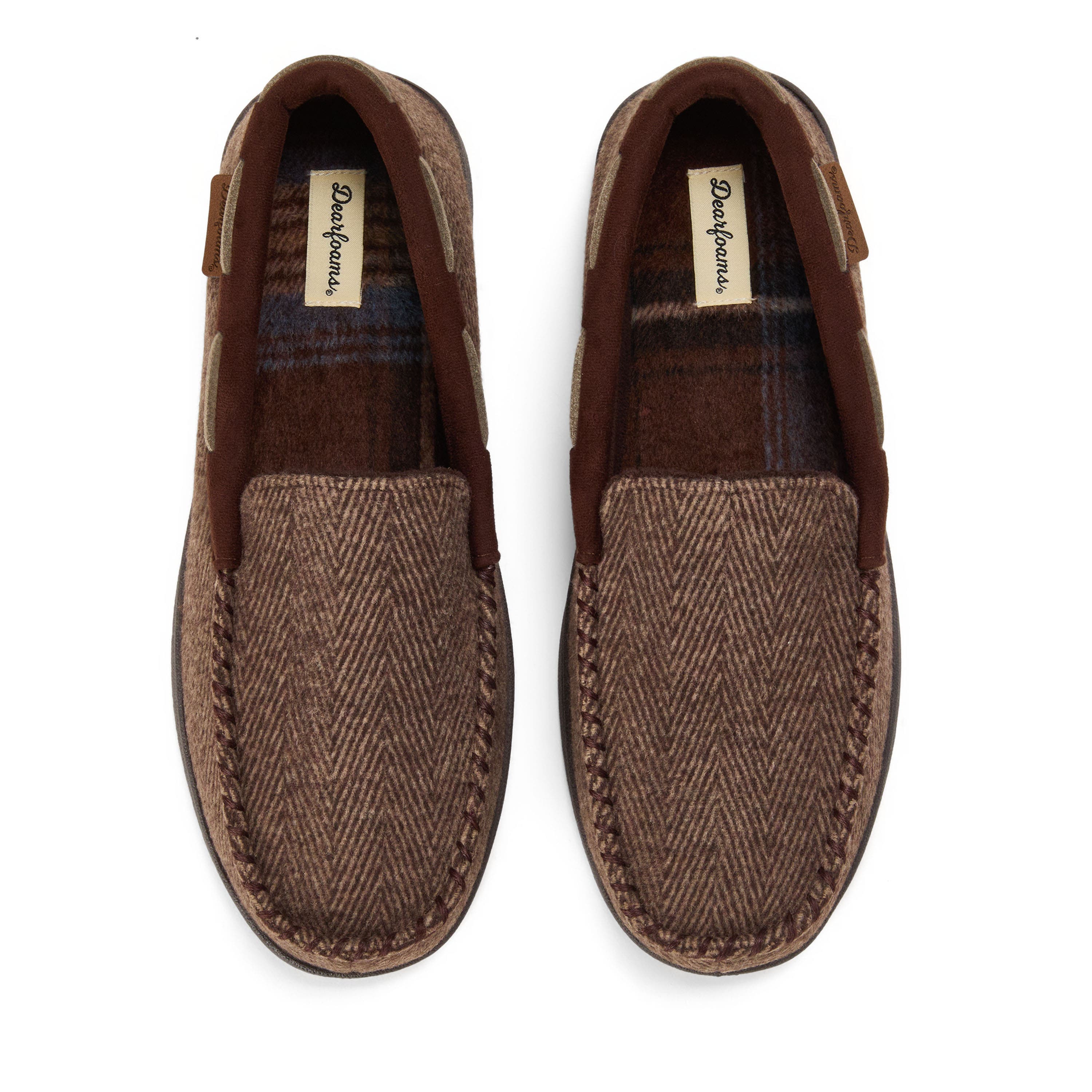 Keaton Microsuede Moccasin Slipper, Alternate, color, BROWN HEATHER