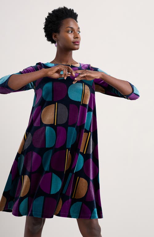 Seasalt Cornwall Mahonia Abstract Print Velvet Shift Dress In Multi