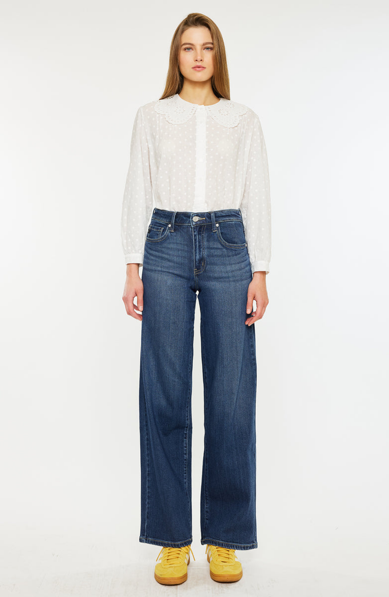 KanCan Samara High Rise Wide Leg Jeans, Main, color, Dark Wash