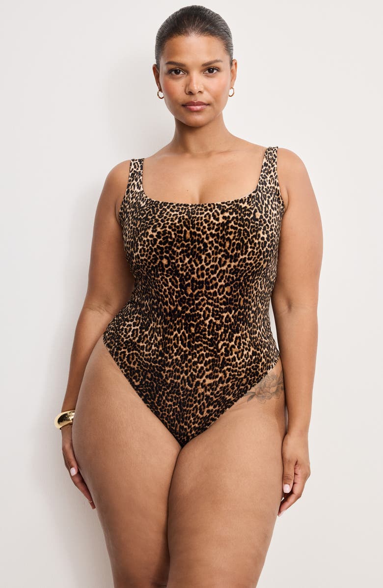 Good American Modern Tank Velvet Bodysuit, Alternate, color, Mini Lucky Leopard