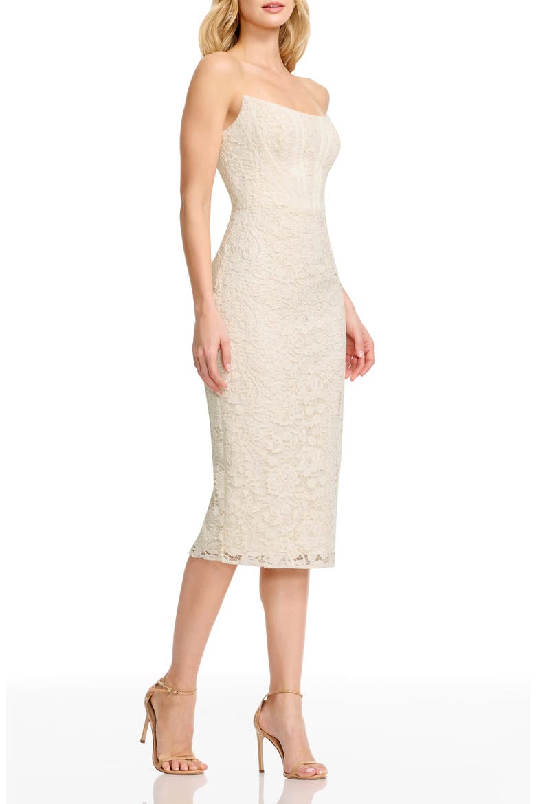 Cosette Strapless Lace Corset Cocktail Dress, Alternate, color, OFF WHITE