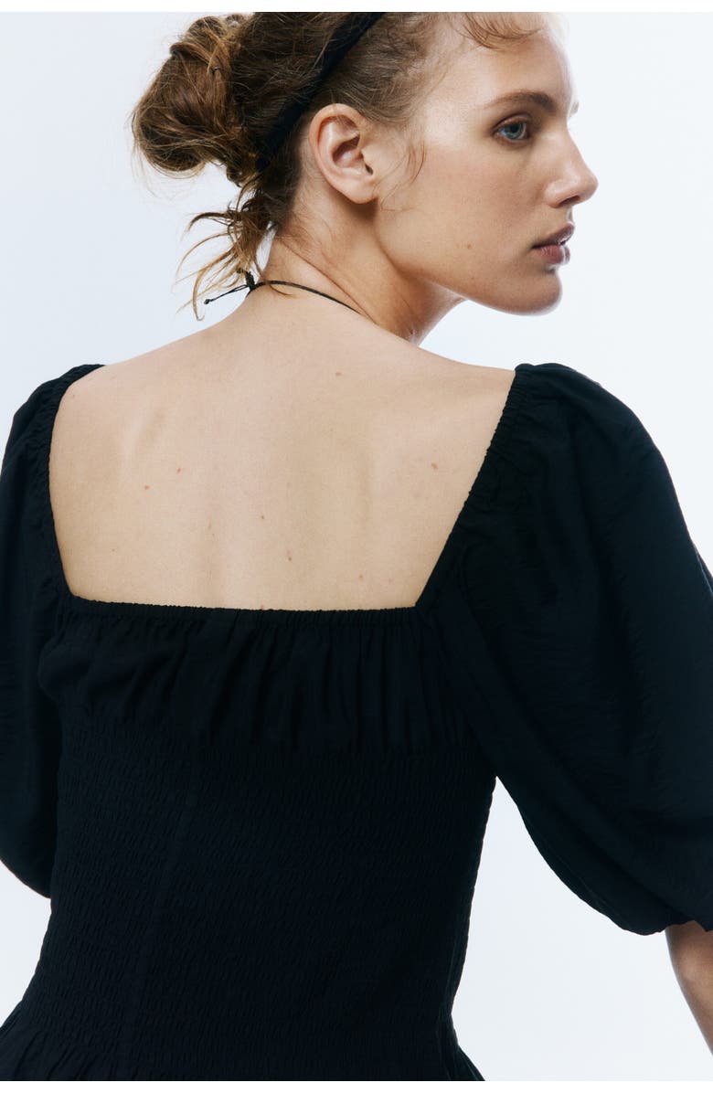 H&M Smocked-waist Dress, Alternate, color, Black