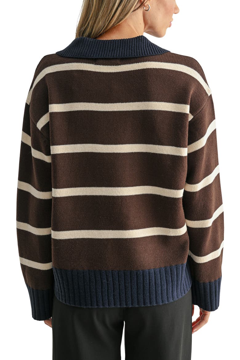 Striped Polo Sweater, Alternate, color, BROWN CREAM NAVY