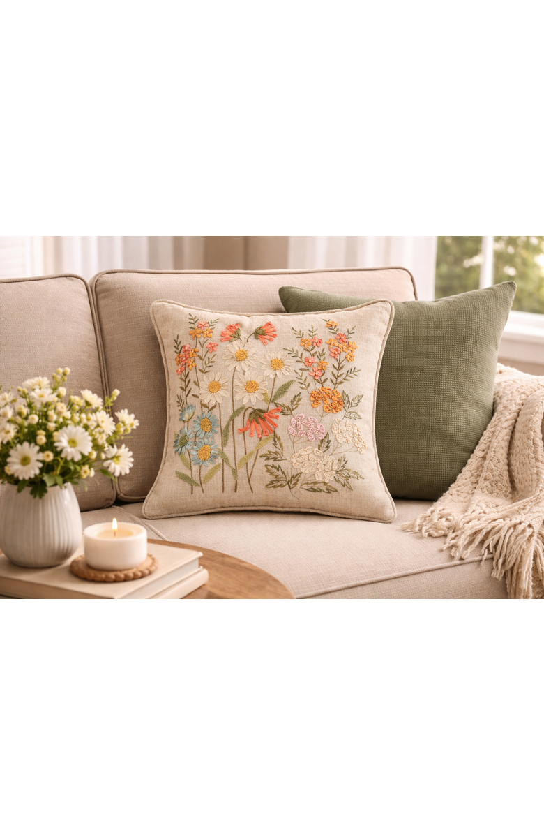C&F Home Daisy Garden Flowers Accent Throw Pillow 16" x 16", Alternate, color, Brown