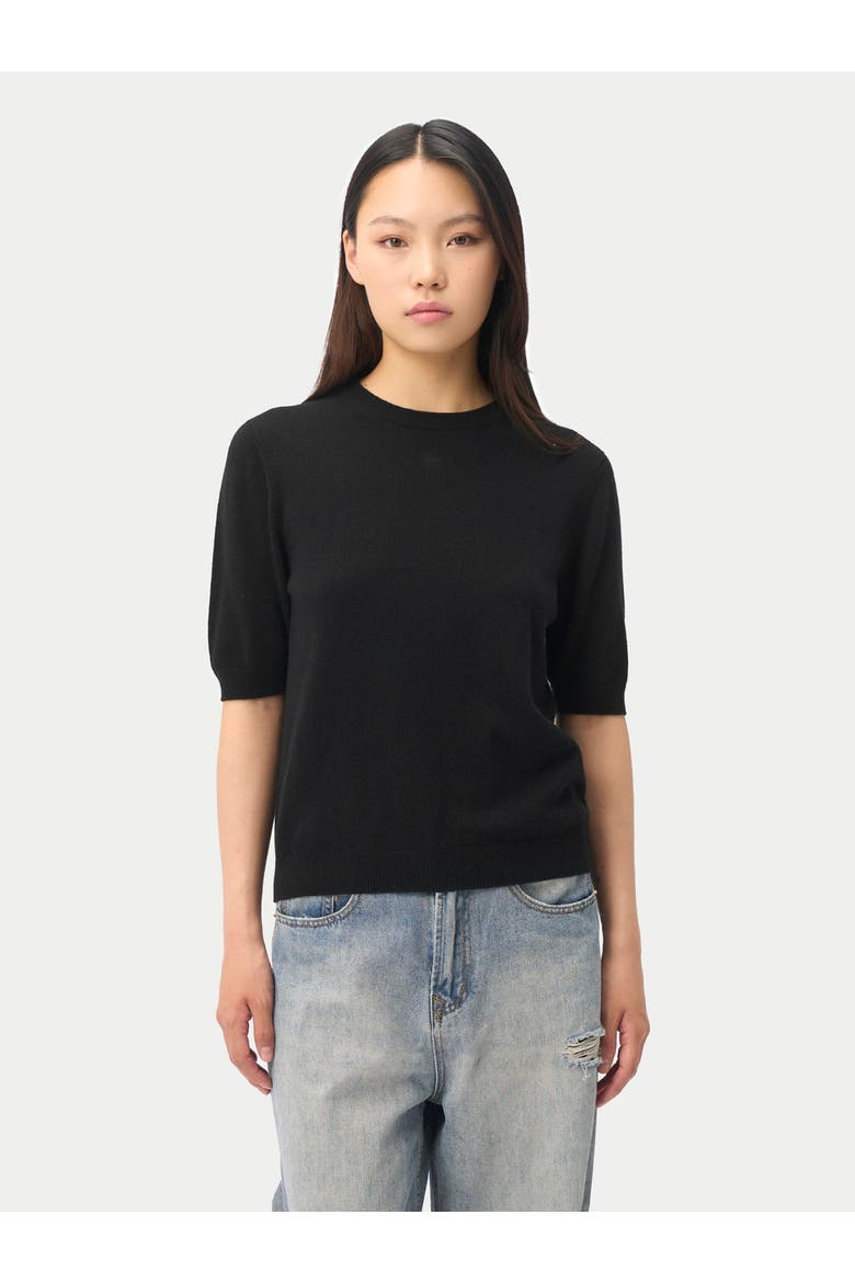 Elbow-Length Sleeve Cashmere Sweater, Alternate, color, black