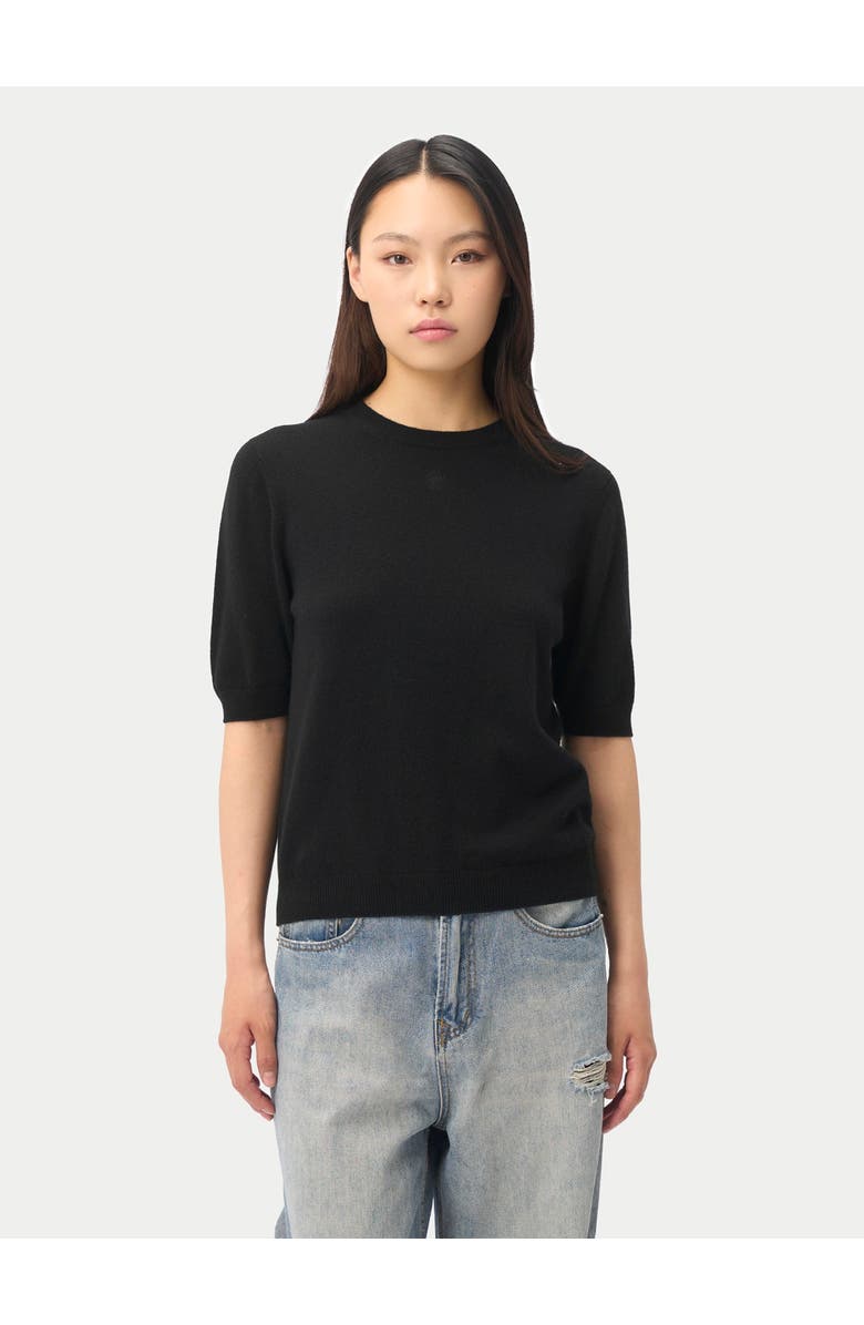 GOBI Mongolian Cashmere Elbow-Length Sleeve Cashmere Sweater, Alternate, color, Black