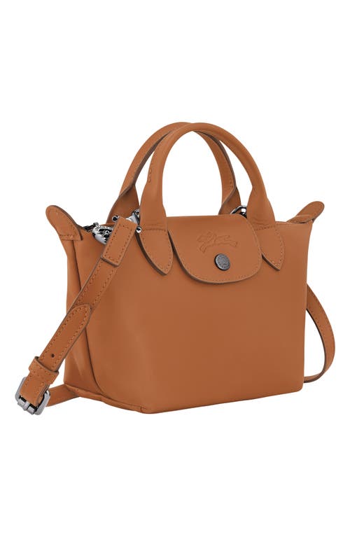 Longchamp Extra Small Le Pliage Xtra Leather Top Handle Bag In Brown