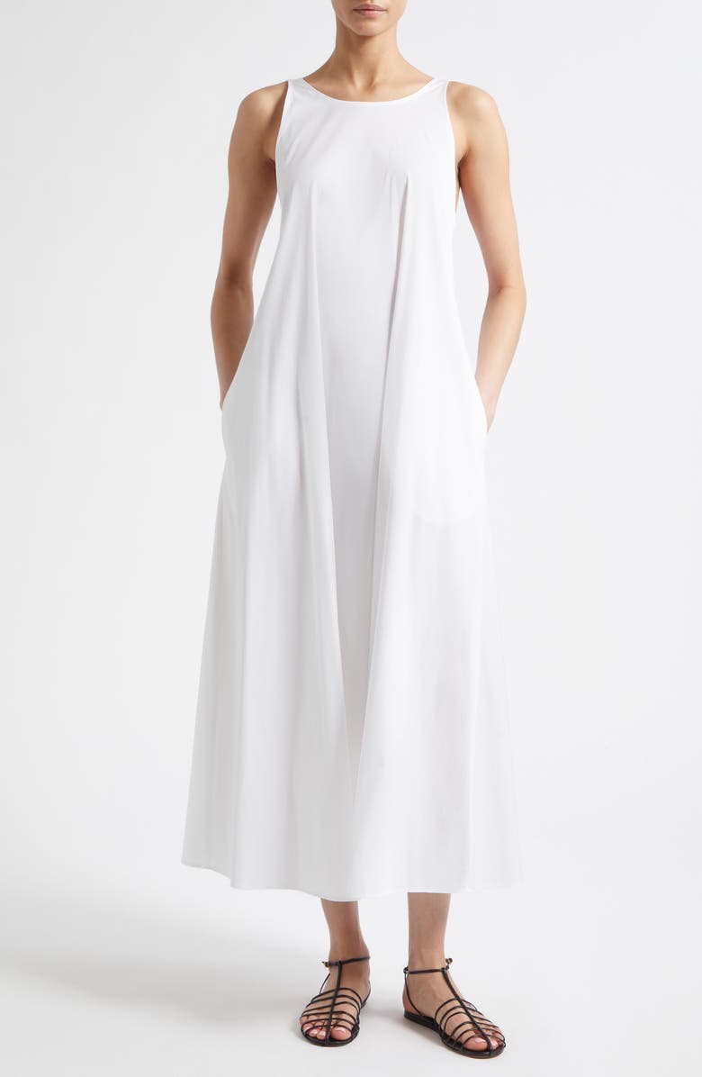 Max Mara Cotton Blend Stretch Poplin Sundress, Main, color, Optical White