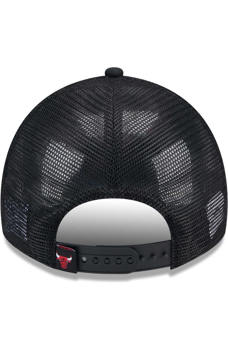 New Era Men's New Era Black Chicago Bulls Rough Edge Logo Trucker 9TWENTY Adjustable Hat, Alternate, color, 