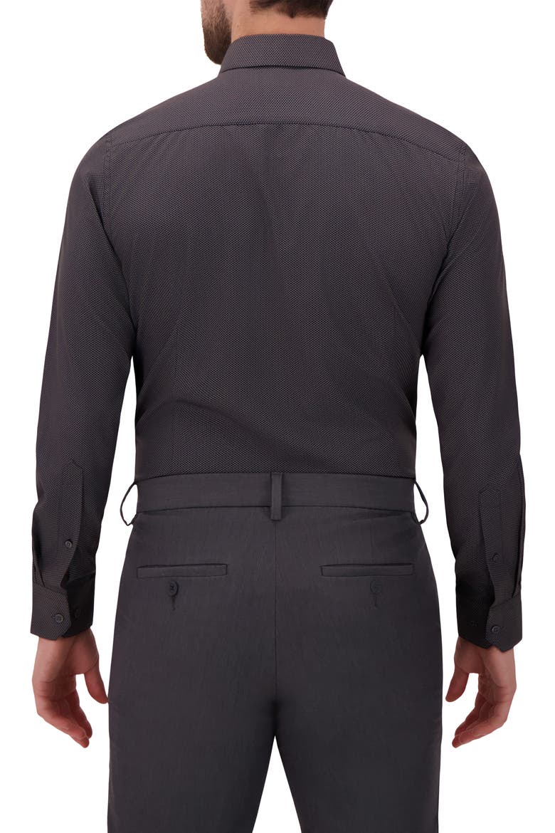 Modern Fit Geometric Print 4-Way Stretch Button-Up Shirt, Alternate, color, BLACK