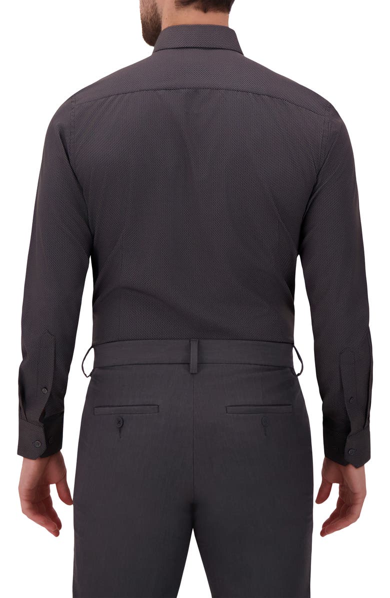 Report Collection Modern Fit Geometric Print 4-Way Stretch Button-Up Shirt, Alternate, color, Black