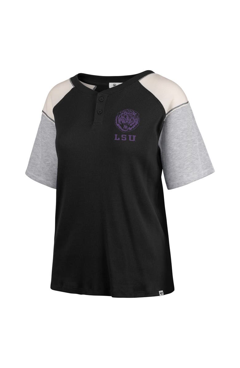 '47 Women's '47 Black LSU Tigers Underline Harvey Colorblock Raglan Henley T-Shirt, Alternate, color, Black
