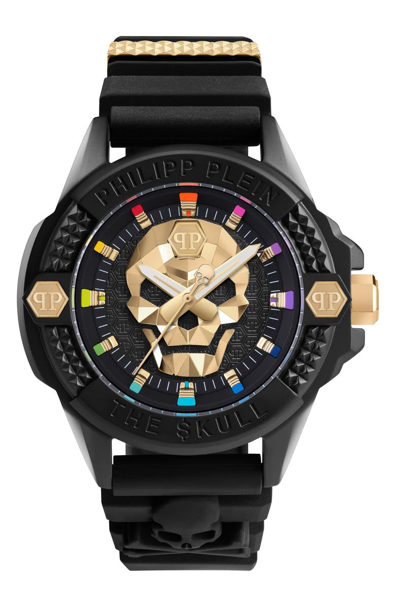 PHILIPP PLEIN The $kull Silicone Strap Watch, 44mm, Main, color, 