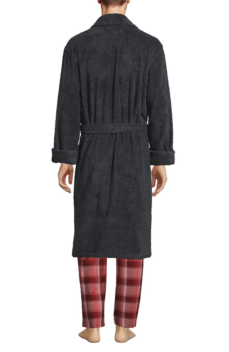 Lands' End Calf Length Turkish Terry Robe, Alternate, color, Charcoal