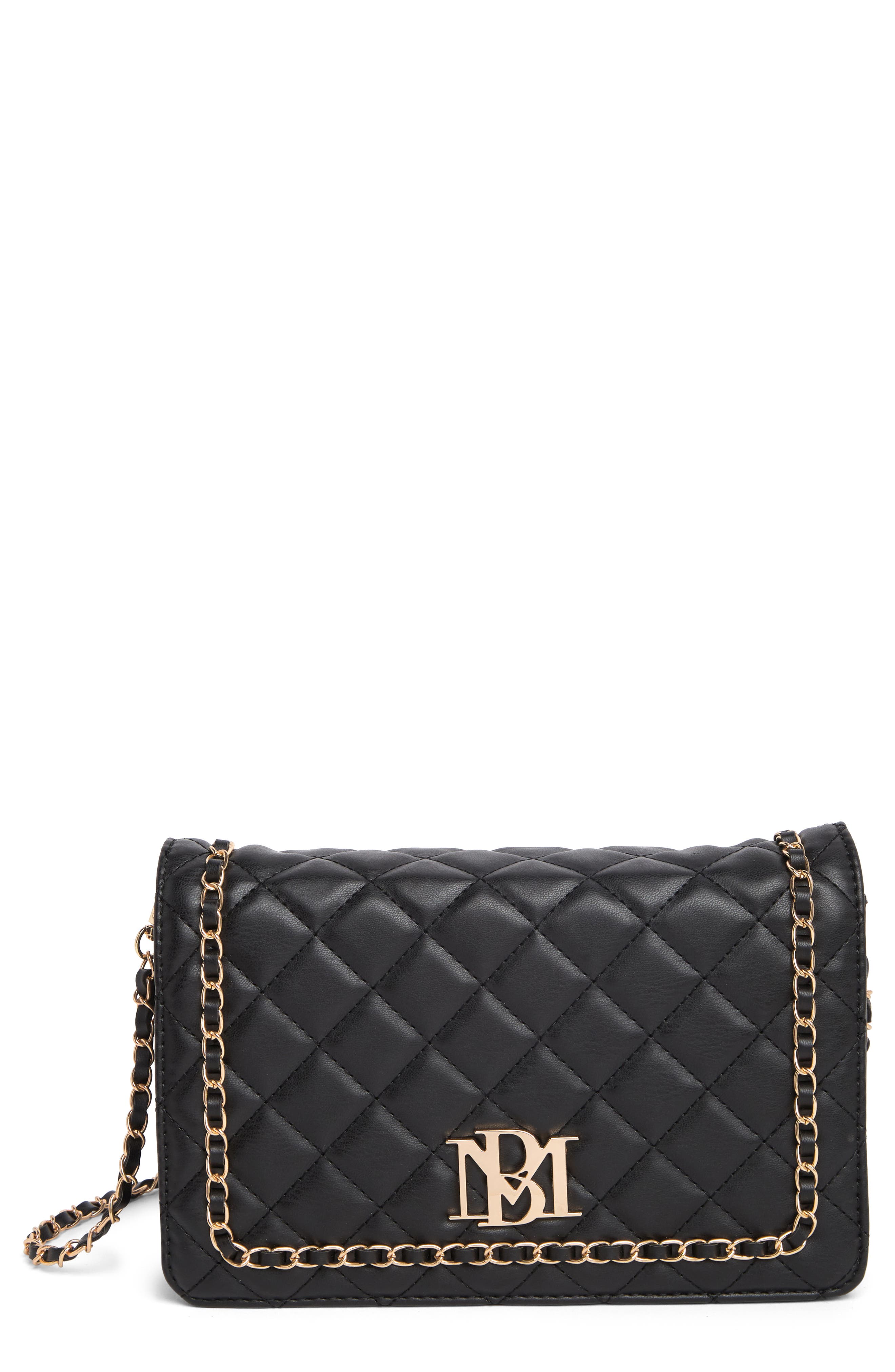 Badgley Mischka Collection Chain Quilt Faux Leather Crossbody Bag