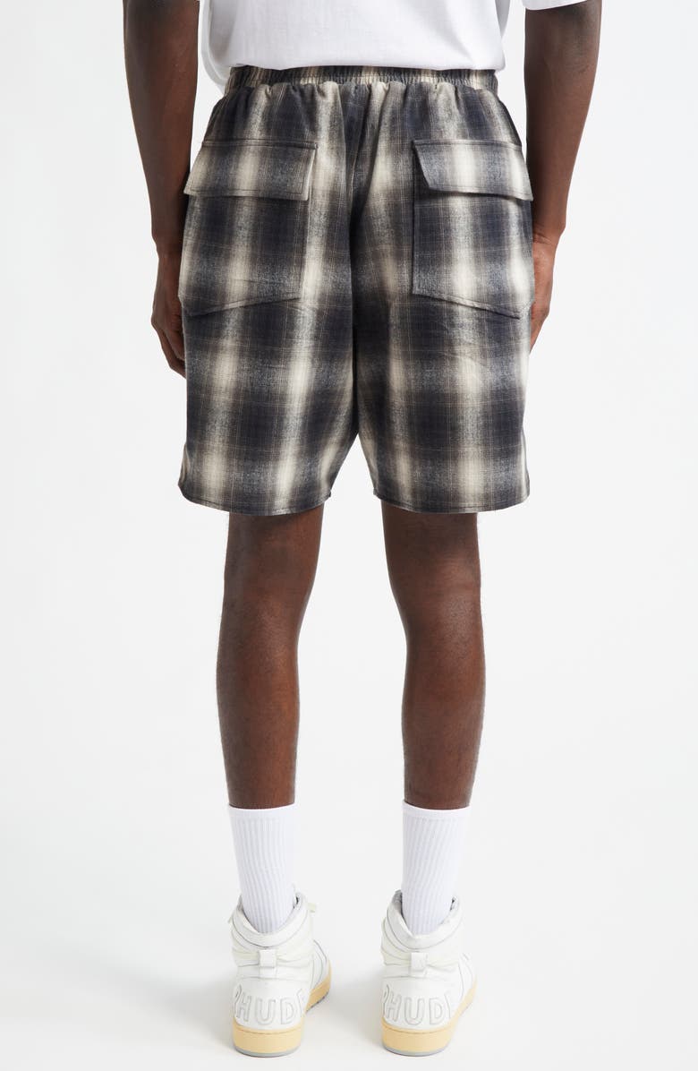 Rhude Plaid Logo Cotton Shorts, Alternate, color, 