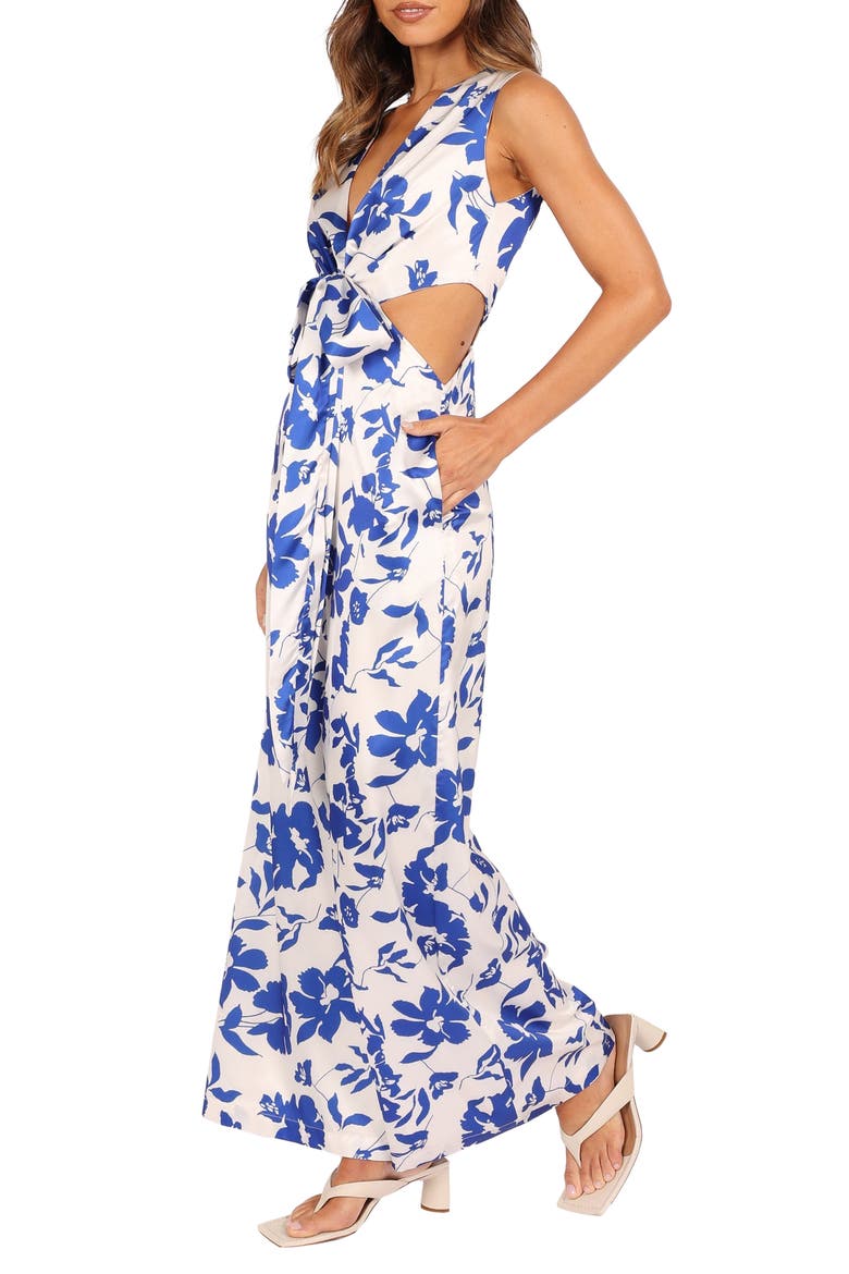 Lulu Floral Print Wide Leg Jumpsuit, Alternate, color, BLUE FLORAL