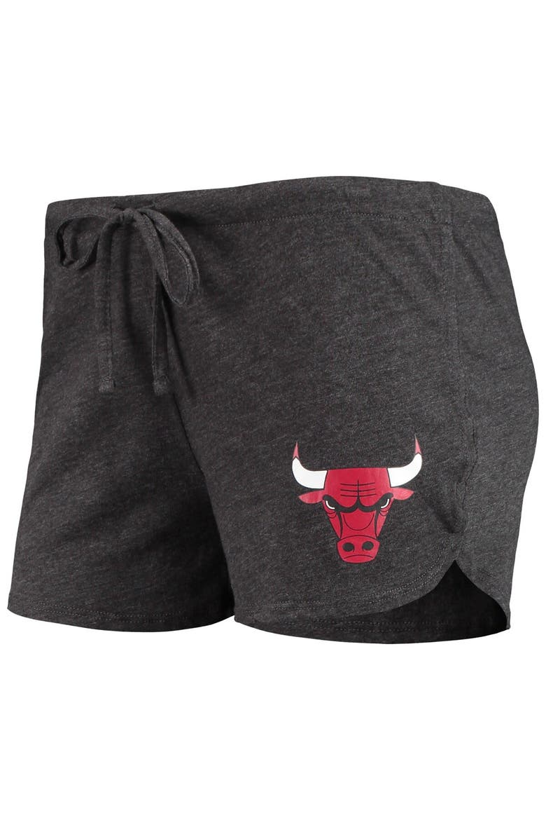 Women's Concepts Sport Heathered Black/Heathered Red Chicago Bulls Raglan Long Sleeve T-Shirt & Shorts Sleep Set, Alternate, color, Heather Black