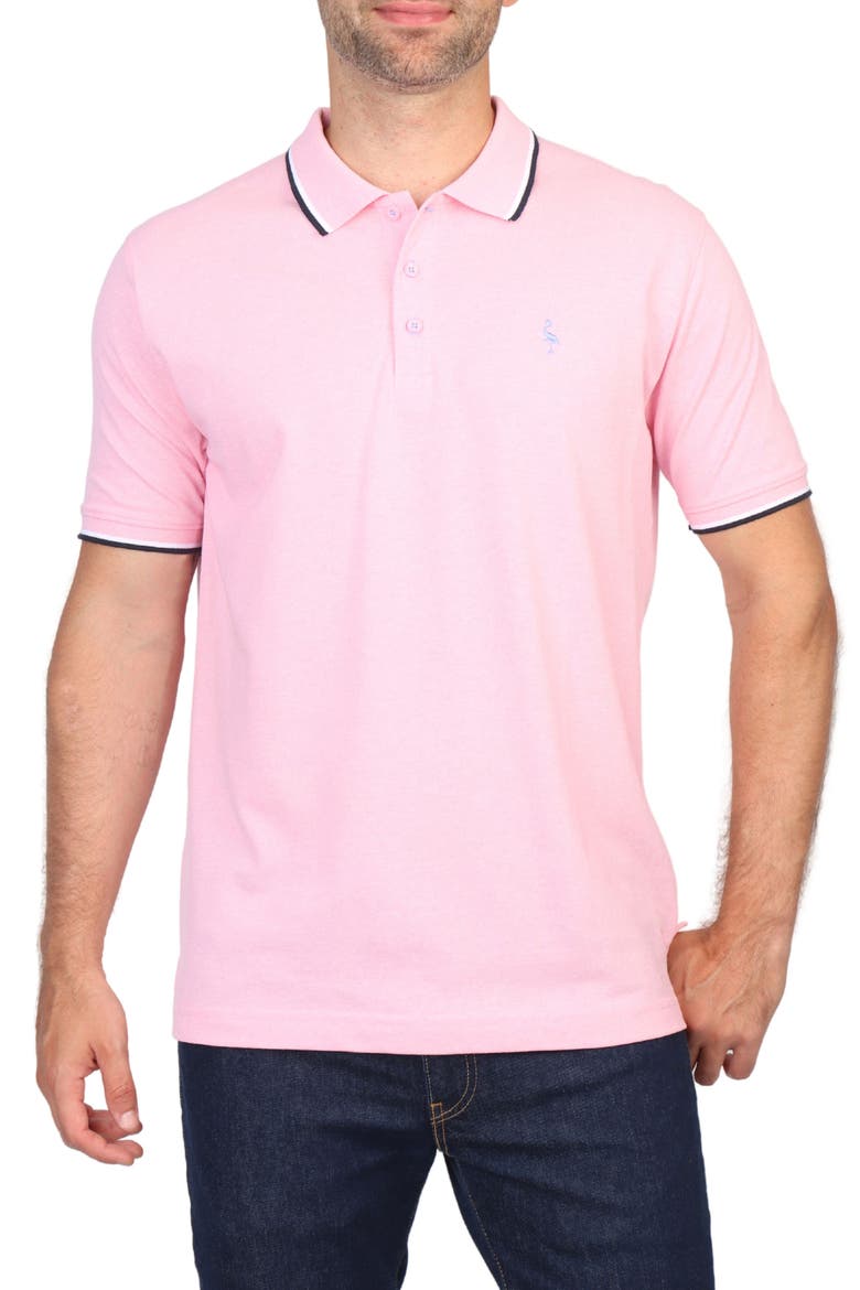 Micro Tipped Piqué Polo, Main, color, PINK HEATHER