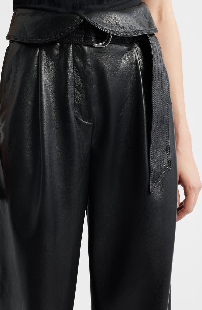 BOSS Orange Tadelena Belted Faux Leather Wide Leg Pants, Alternate, color, 