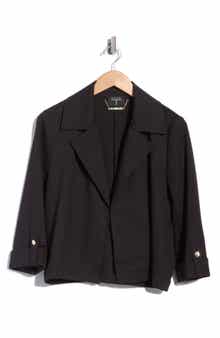 Cropped Button Tab Sleeve Jacket