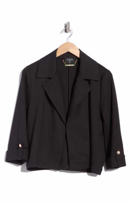 Cropped Button Tab Sleeve Jacket