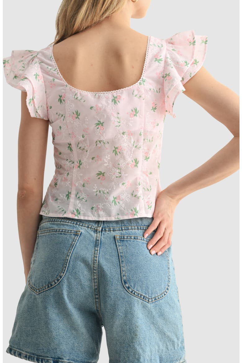 Flutter Sleeve Split Front Top, Alternate, color, BLUSH