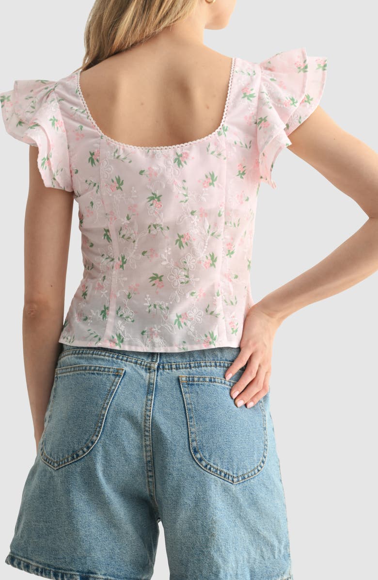 All in Favor Flutter Sleeve Split Front Top, Alternate, color, Blush