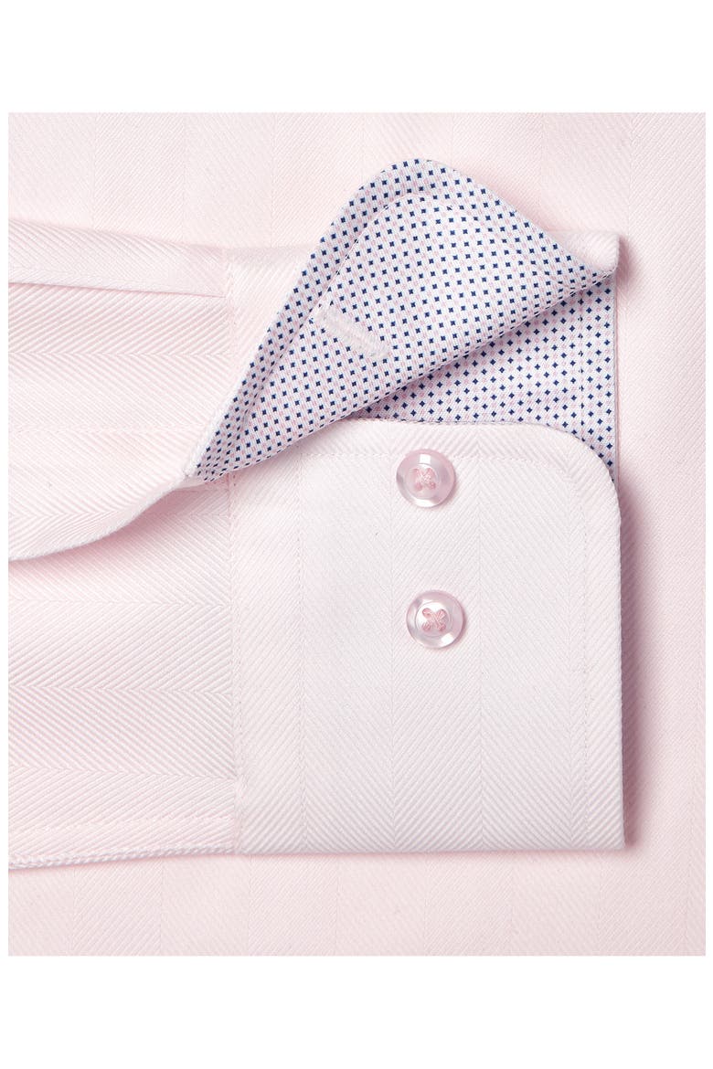Trim Fit Herringbone Cotton Dress Shirt, Alternate, color, PINK