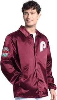 STARTER Men's Starter  Burgundy Philadelphia Phillies Cooperstown Collection Point Man Full-Snap Coaches Jacket