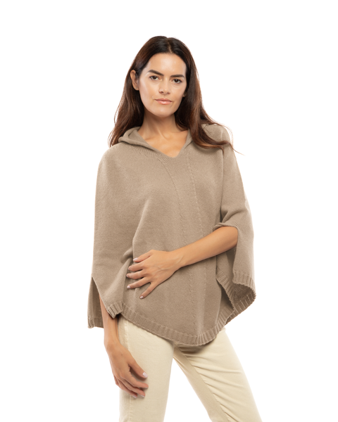 Pure Cashmere Hooded Poncho