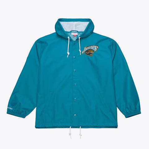 Men's Mitchell & Ness Teal Jacksonville Jaguars Coaches Full-Snap Hooded Windbreaker Jacket