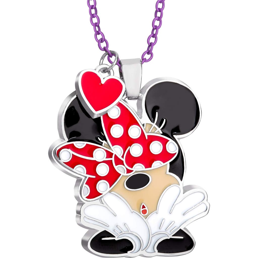 Disney Minnie Mouse And Mickey Heart Necklace In Brown