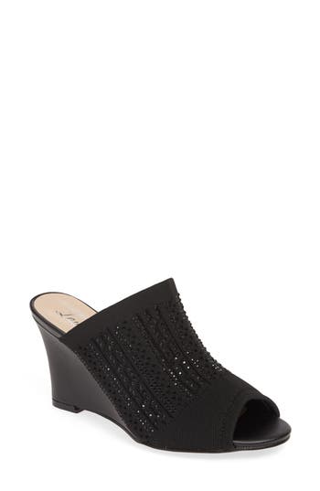 Lauren Lorraine Martha Wedge Slide Sandal In Black