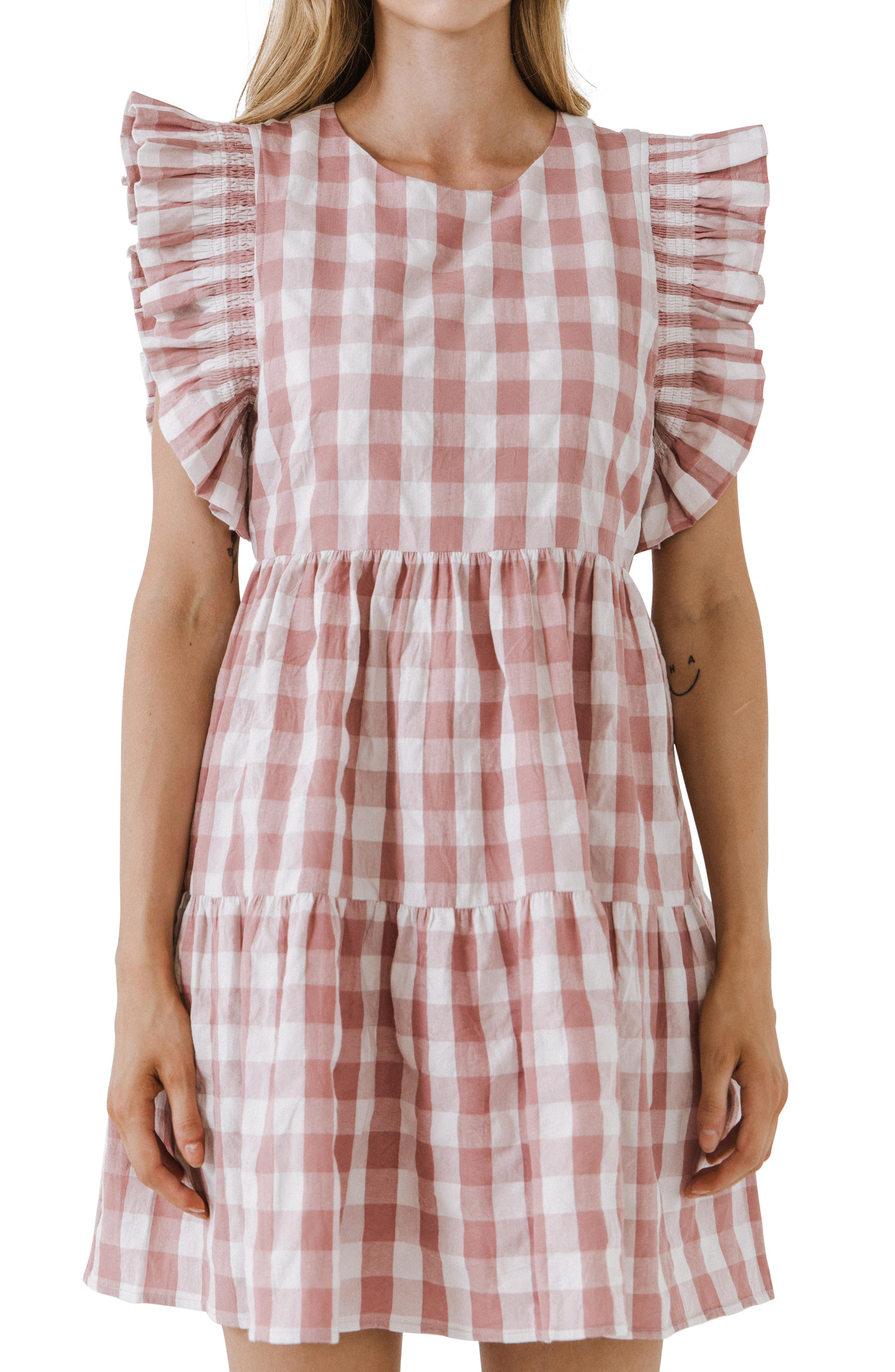 English Factory Gingham Ruffle Minidress