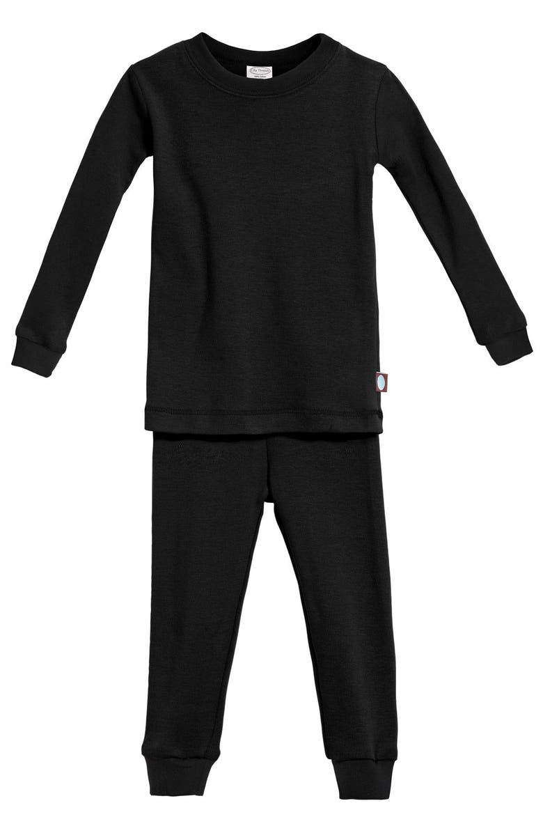 City Threads USA-Made Baby Unisex Soft Organic Cotton Pajama Set, Main, color, Black