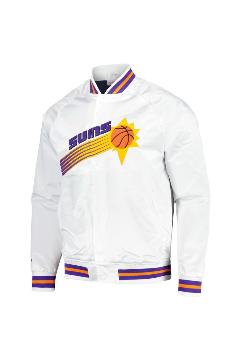 Men's Mitchell & Ness White Phoenix Suns Hardwood Classics  Throwback Wordmark Raglan Full-Snap Jacket, Alternate, color, White