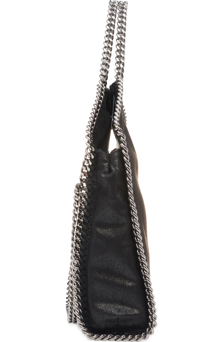 Stella McCartney Falabella Shaggy Deer Faux Leather Foldover Tote, Alternate, color, Black