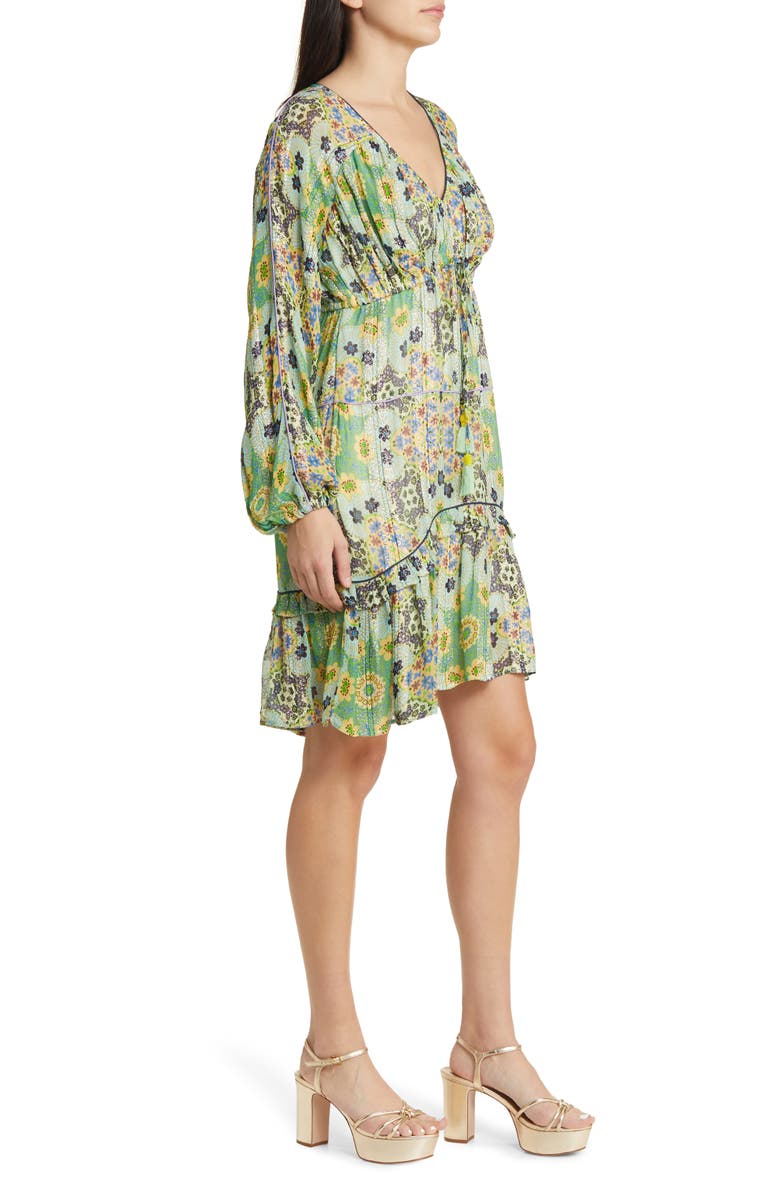 CIEBON Crissta Metallic Floral Long Sleeve Dress, Alternate, color, Green